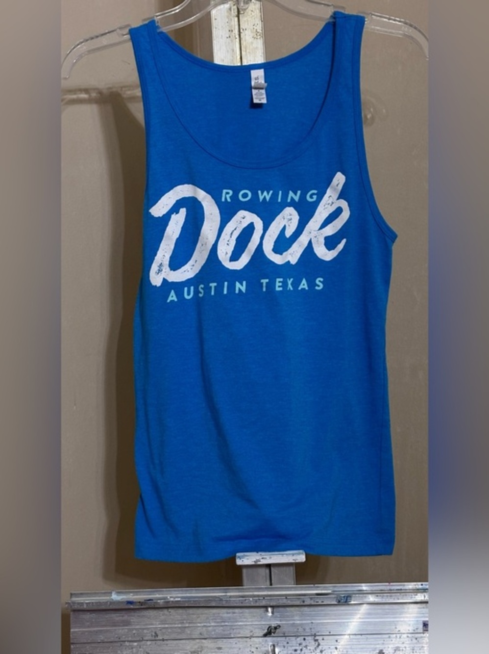 Bella Canvas Blue Women’s  Swim Tank with White "Dock" Graphic Sz XS